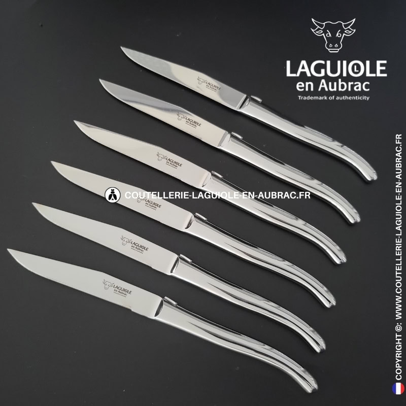 couteaux de table laguiole en aubrac inox forgés à chaud (set de 6)