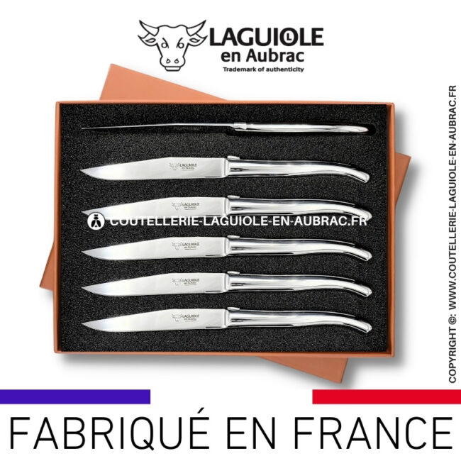 couteaux de table laguiole en aubrac inox forgés à chaud (set de 6)