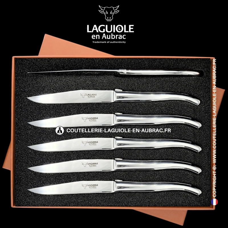 couteaux de table laguiole en aubrac inox forgés à chaud (set de 6)