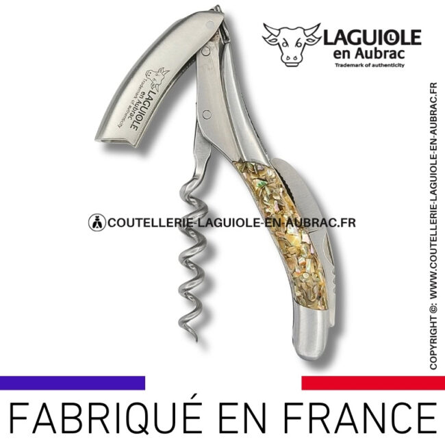 sommelier laguiole en aubrac en coquilles d'ormeaux recyclées finition satinée
