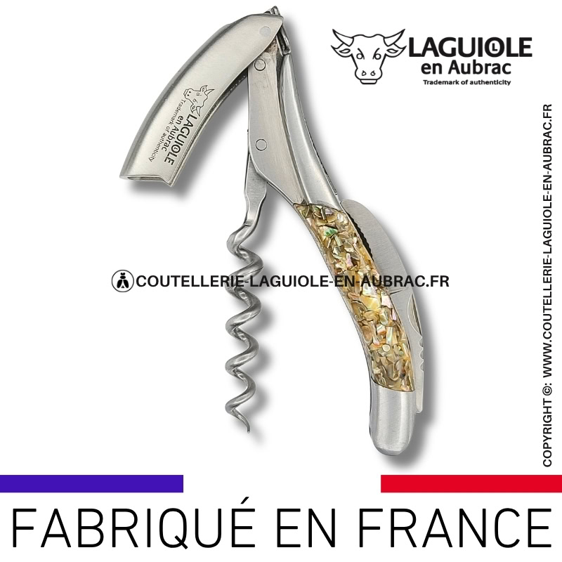 sommelier laguiole en aubrac en coquilles d'ormeaux recyclées finition satinée
