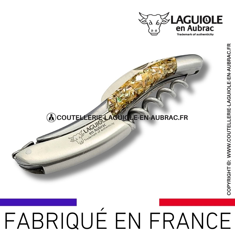 sommelier laguiole en aubrac en coquilles d'ormeaux recyclées finition satinée