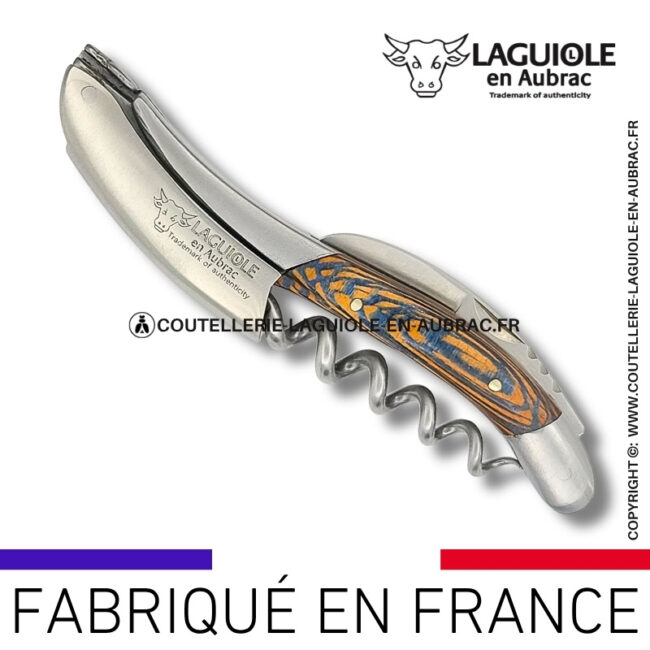 sommelier laguiole en aubrac en loupe de platane bleue – finition satinée