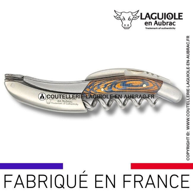 sommelier laguiole en aubrac en loupe de platane bleue – finition satinée