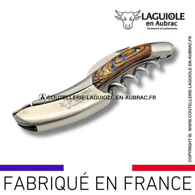 sommelier laguiole en aubrac en loupe de platane bleue – finition satinée