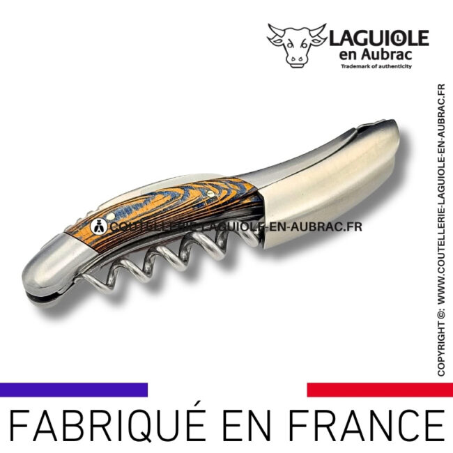 sommelier laguiole en aubrac en loupe de platane bleue – finition satinée
