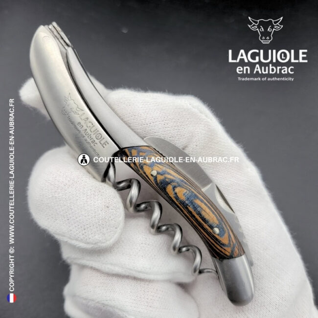 sommelier laguiole en aubrac en loupe de platane bleue – finition satinée