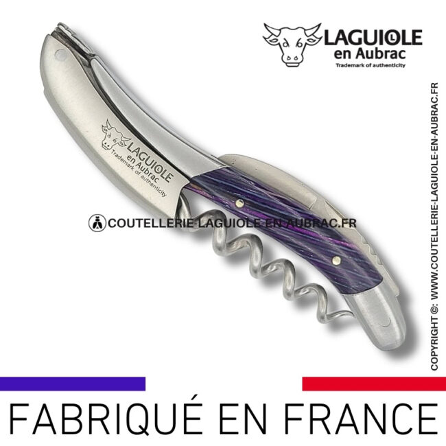 sommelier laguiole en aubrac en marqueterie bicolore pourpre – finition satinée
