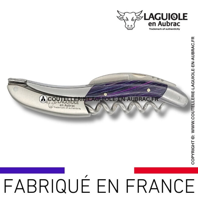 sommelier laguiole en aubrac en marqueterie bicolore pourpre – finition satinée