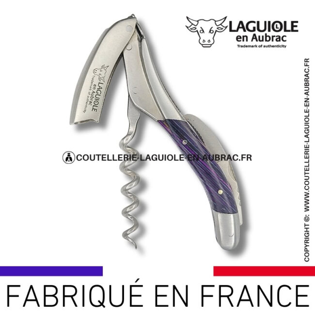sommelier laguiole en aubrac en marqueterie bicolore pourpre – finition satinée