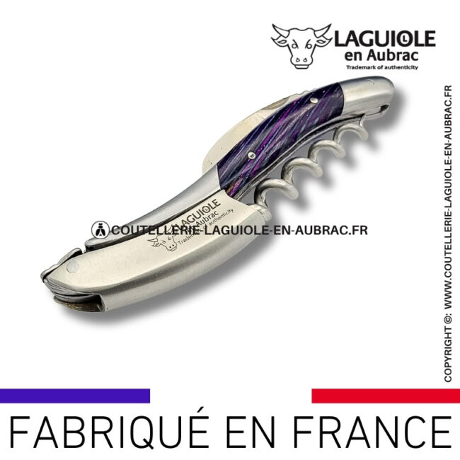 sommelier laguiole en aubrac en marqueterie bicolore pourpre – finition satinée