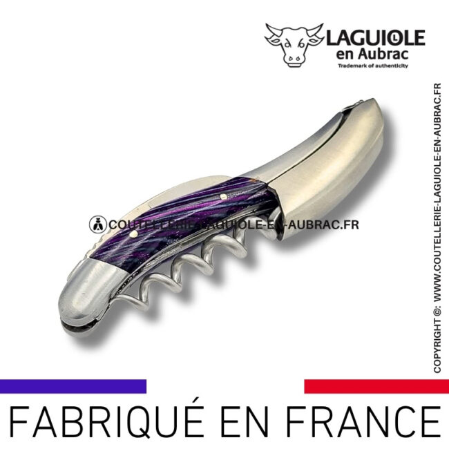 sommelier laguiole en aubrac en marqueterie bicolore pourpre – finition satinée
