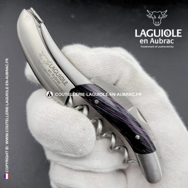 sommelier laguiole en aubrac en marqueterie bicolore pourpre – finition satinée