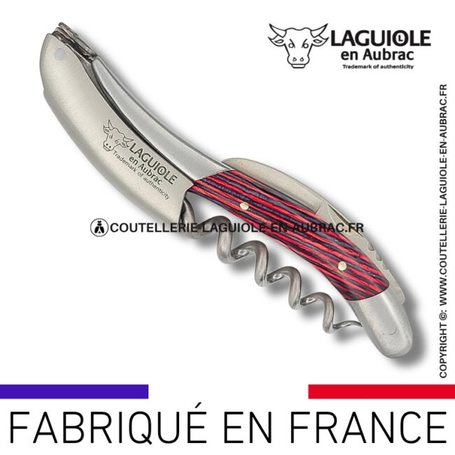 sommelier laguiole en aubrac en marqueterie bicolore rose – finition satinée
