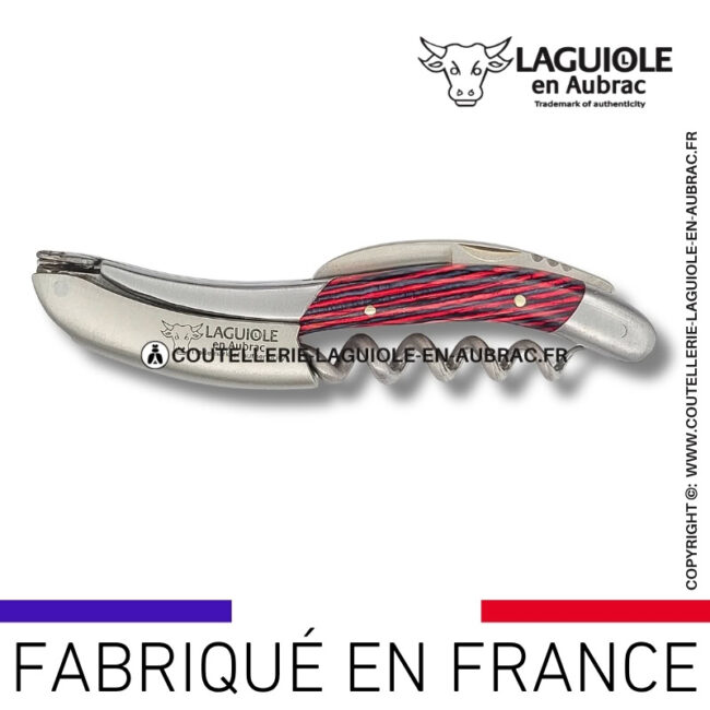 sommelier laguiole en aubrac en marqueterie bicolore rose – finition satinée