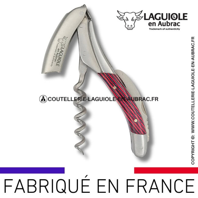 sommelier laguiole en aubrac en marqueterie bicolore rose – finition satinée