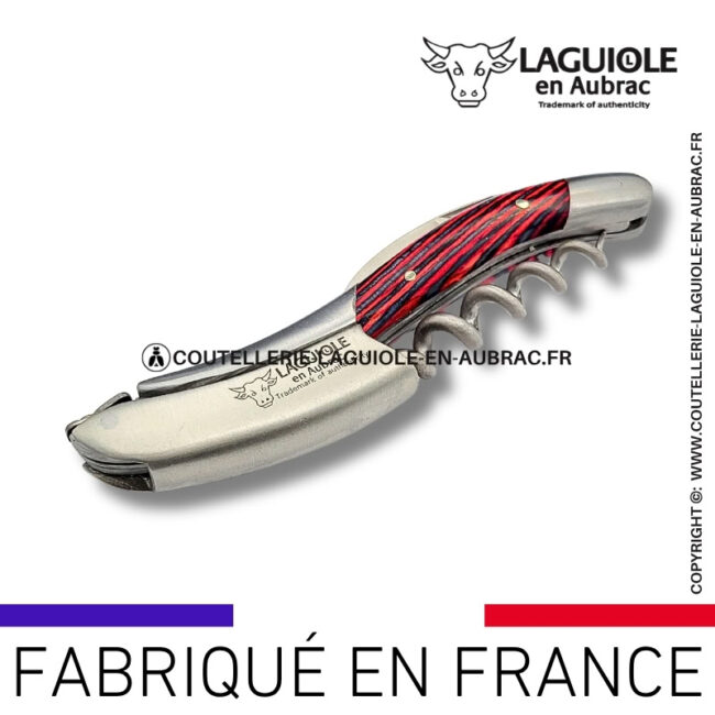 sommelier laguiole en aubrac en marqueterie bicolore rose – finition satinée