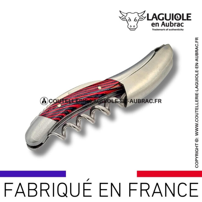sommelier laguiole en aubrac en marqueterie bicolore rose – finition satinée