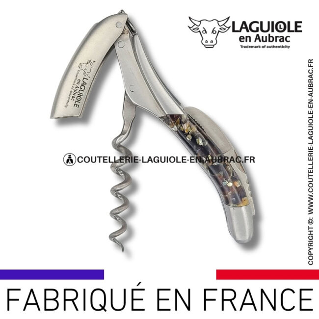 sommelier laguiole en aubrac en mix de coquilles d'ormeaux et de moules perlières recyclées finition satinée