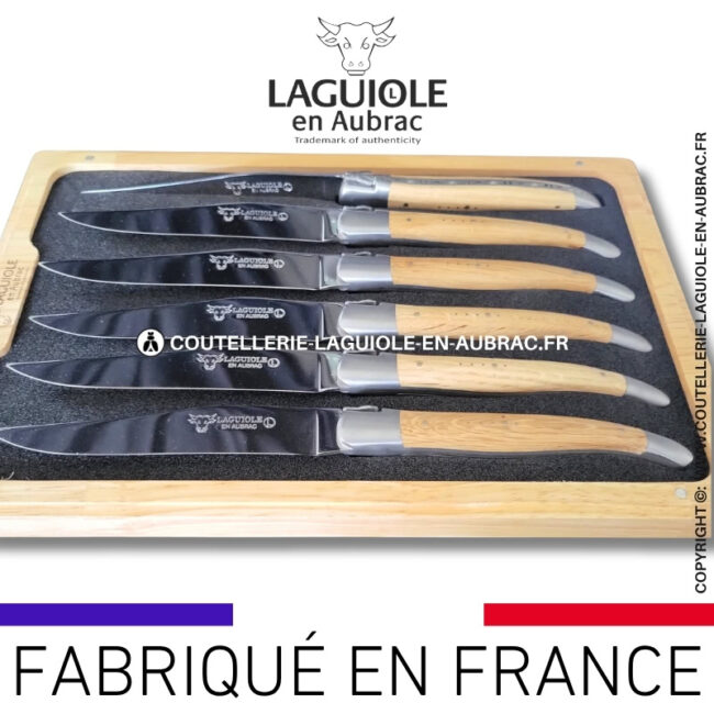 couteaux de table laguiole en aubrac en chêne (set de 6)