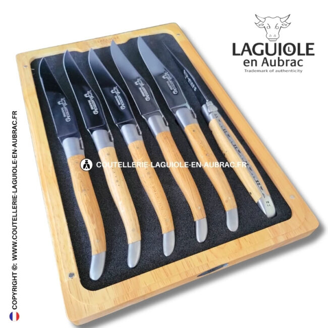 couteaux de table laguiole en aubrac en chêne (set de 6)
