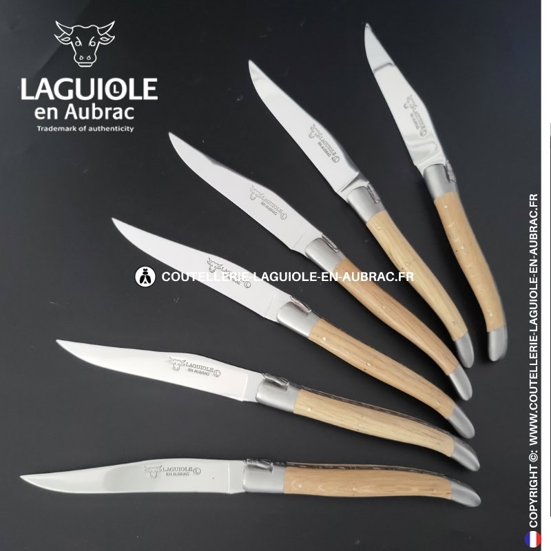couteaux de table laguiole en aubrac en chêne (set de 6)