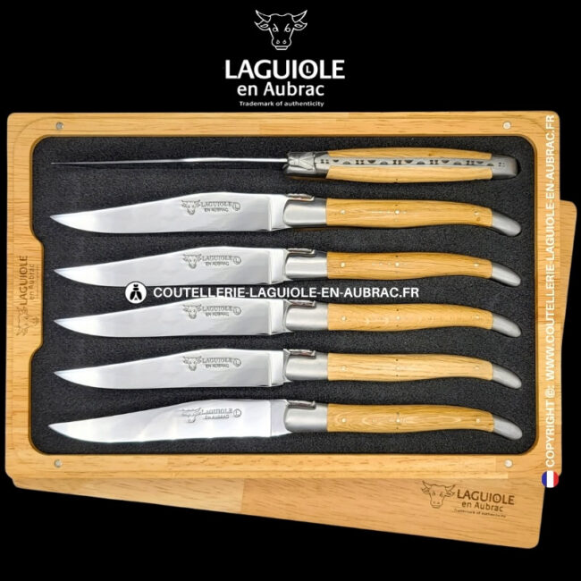 couteaux de table laguiole en aubrac en chêne (set de 6)