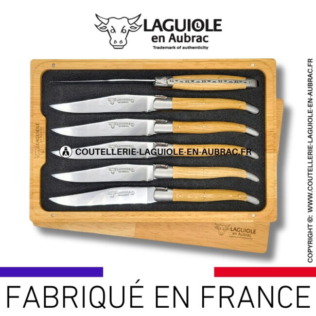 couteaux de table laguiole en aubrac en chêne (set de 6)