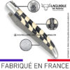 couteau laguiole à lame damas mouche prestige franc maçon en damier Ébène et ivoire de mammouth