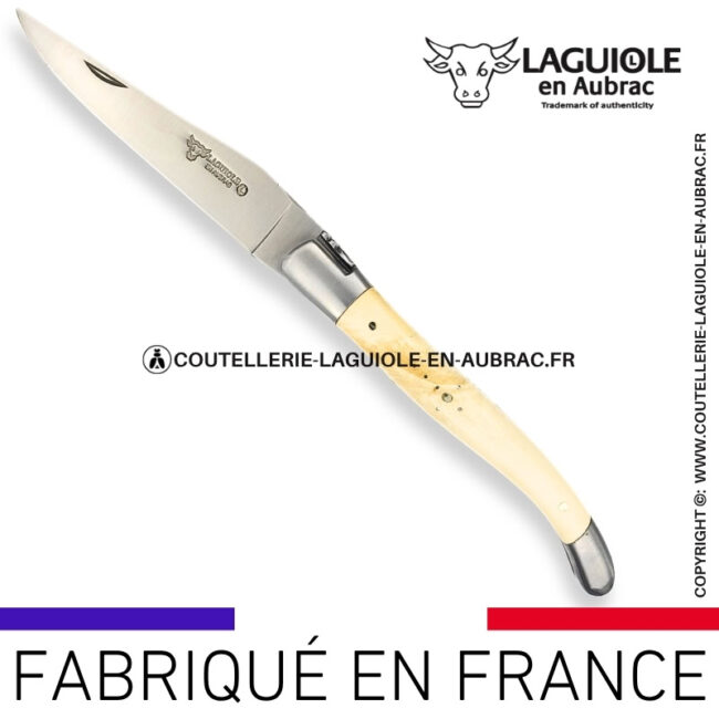 couteau laguiole en aubrac pliant en houx et finition satinée
