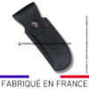 etui cuir végétal noir avec boucle large et passant ceinture
