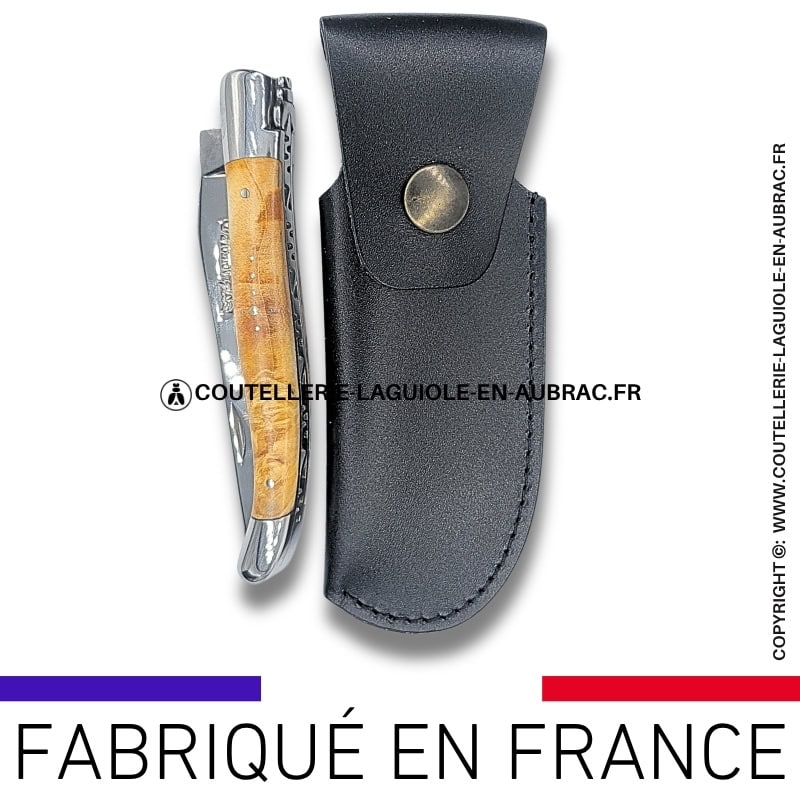 etui cuir végétal noir avec boucle large et passant ceinture