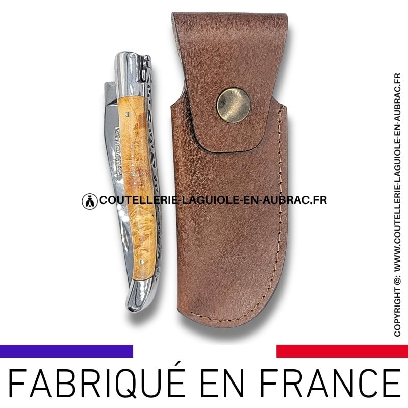 etui cuir végétal noisette avec boucle large et passant ceinture