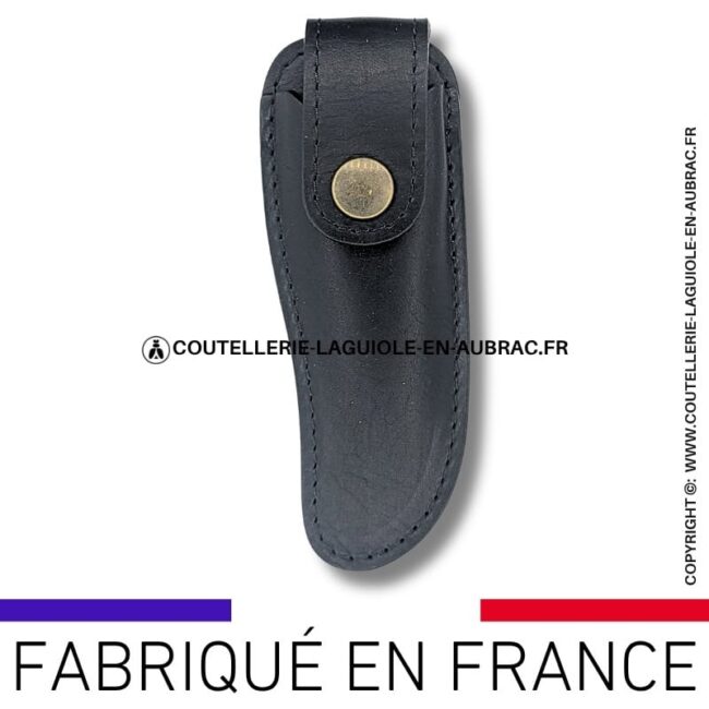 etui en cuir végétal noir classique et passant ceinture