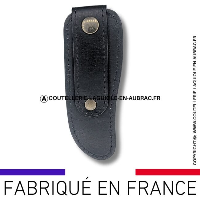 etui en cuir végétal noir classique et passant ceinture