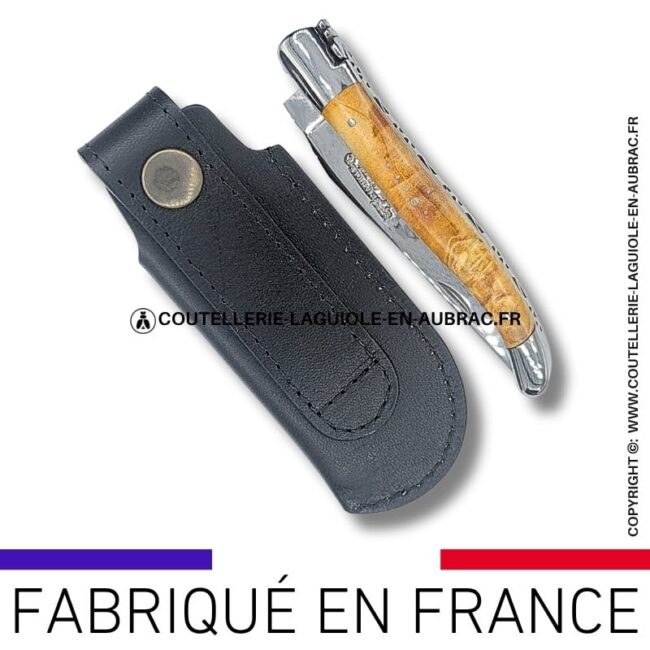 etui en cuir végétal noir plat et passant ceinture