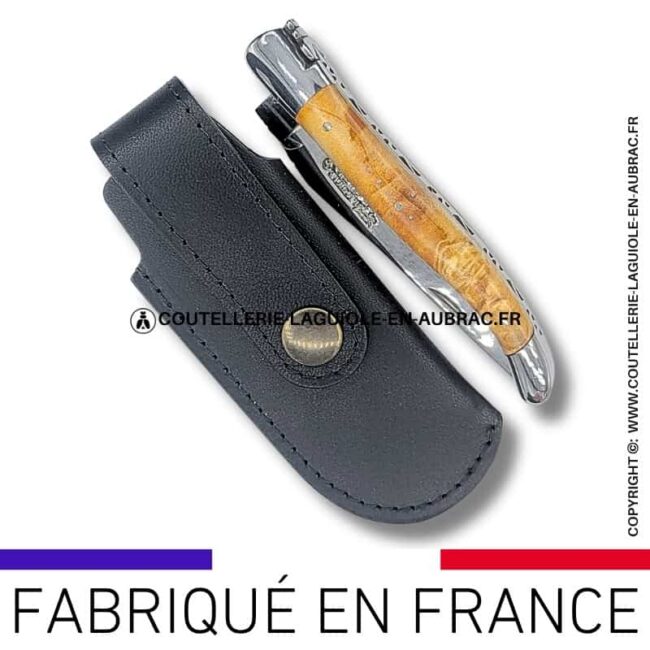 etui en cuir végétal noir plat et passant ceinture