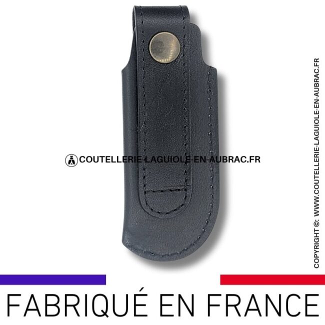 etui en cuir végétal noir plat et passant ceinture