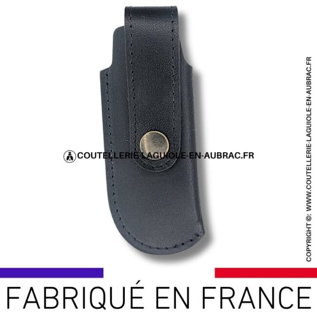 etui en cuir végétal noir plat et passant ceinture
