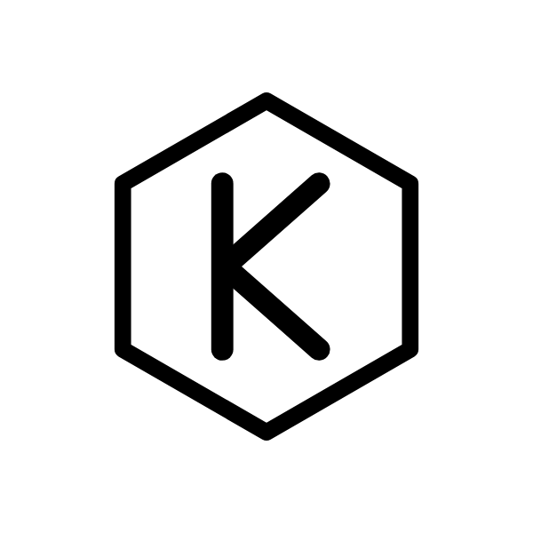 Partie gravée du logo : la lettre K dans son hexagone