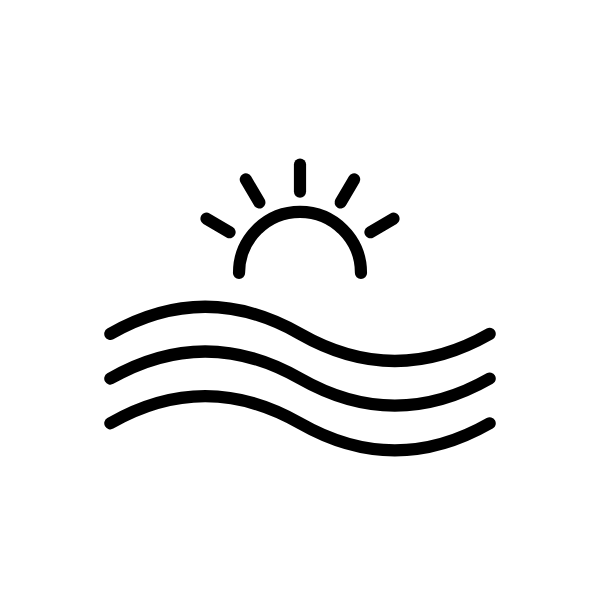 Partie gravée du logo : le soleil et les vagues